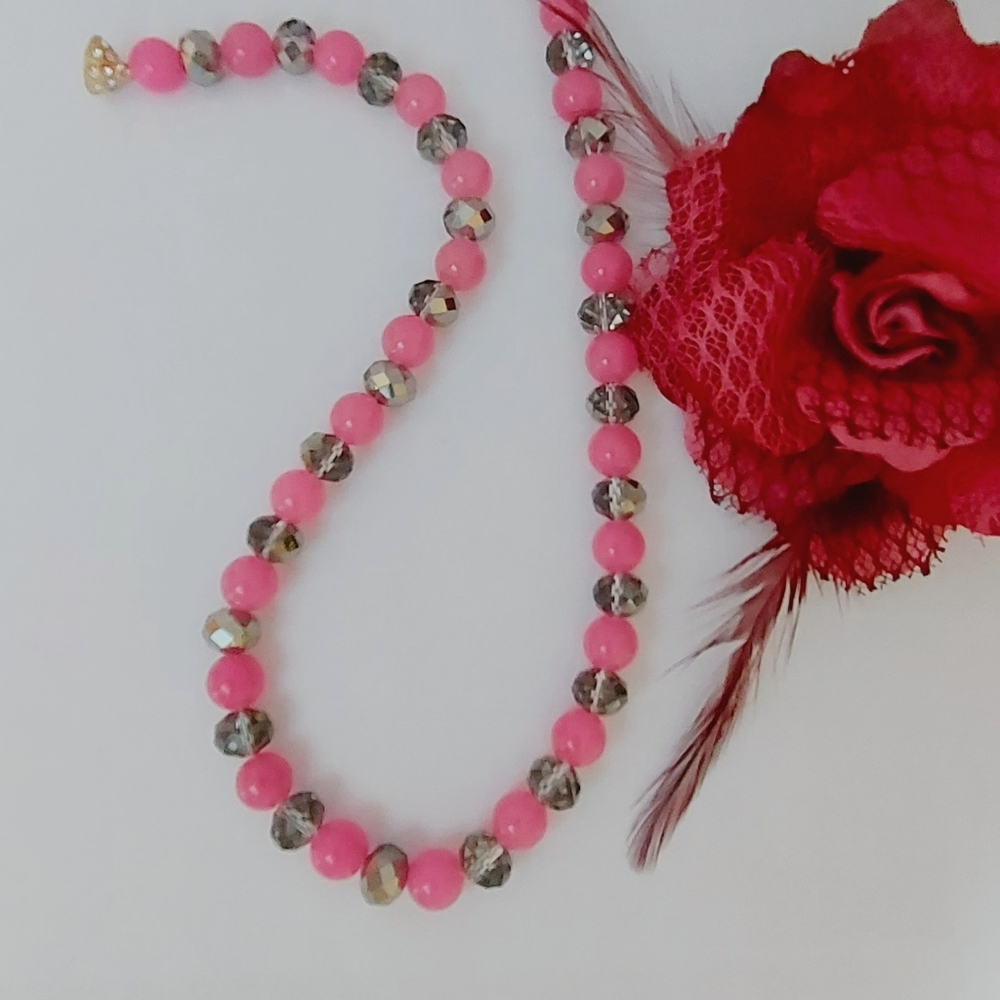 Pink Agate Necklace magnetic closure
